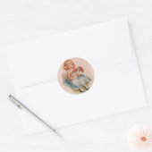 Mädchen mit Blumen Stickern Runder Aufkleber (Umschlag)