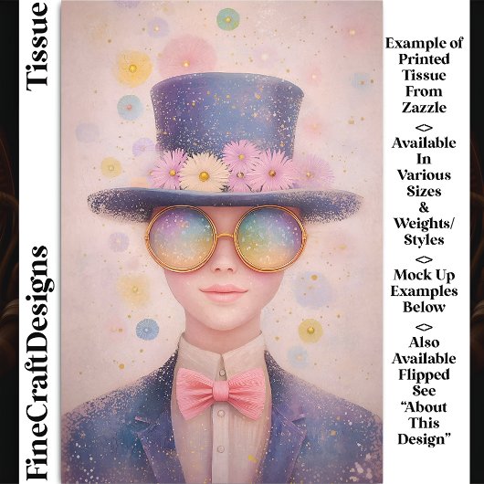 Mädchen mit Blumenhut und Sonnenbrille DN3R Decoup Seidenpapier