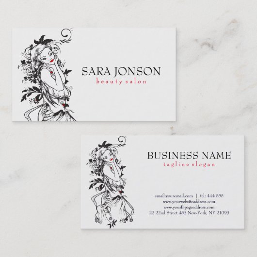 Mädchen mit Blumenkleid Visitenkarte (Vorne/Hinten)