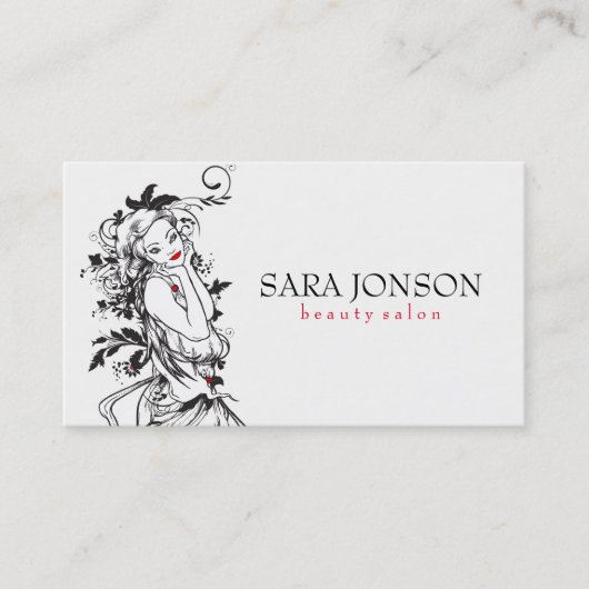 Mädchen mit Blumenkleid Visitenkarte (Vorderseite)