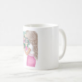 Mädchen mit Blumenstrauß Florale Ästhetik Klassisc Kaffeetasse (VorderseiteRechts)