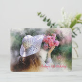 Mädchen mit Bouquet-Einladung Einladung (Stehend Vorderseite)