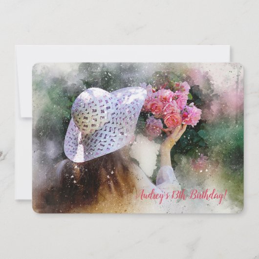 Mädchen mit Bouquet-Einladung Einladung (Vorderseite)