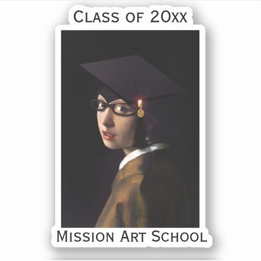 Mädchen mit Brille-Abschluss Aufkleber (Vorderseite)