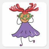 Mädchen mit Brille Quadratischer Aufkleber (Vorderseite)