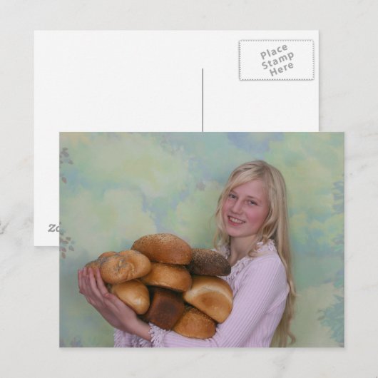 Mädchen mit Brotlöchern Postkarte (Vorne/Hinten)