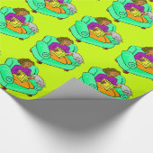 Mädchen mit Buch und Katze Geschenkpapier (Ecke)