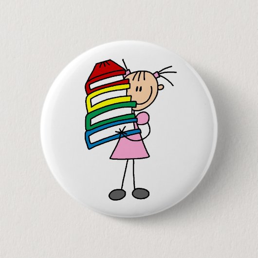 Mädchen mit Büchern Button (Vorderseite)
