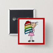 Mädchen mit Büchern Button (Vorne & Hinten)