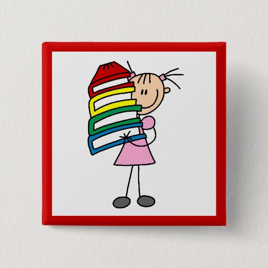 Mädchen mit Büchern Button (Vorderseite)