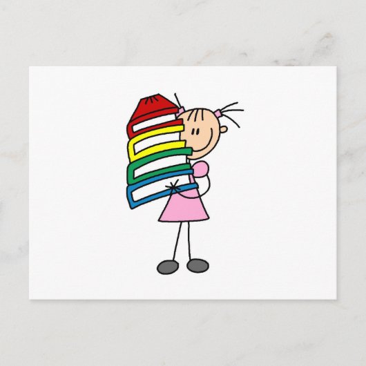 Mädchen mit Büchern Postkarte (Vorderseite)