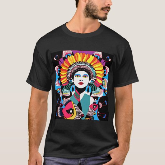 Mädchen mit buntem Fisch T-Shirt (Vorderseite)