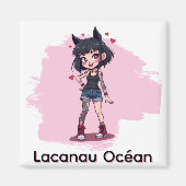 Mädchen mit Cartoon-Tattoos Magnet (Vorne)