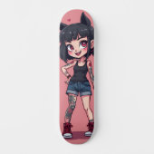 Mädchen mit Cartoon-Tattoos Skateboard (Vorderseite)