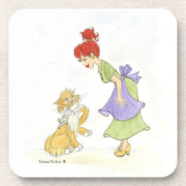 Mädchen mit Cat and Mouse Untersetzer