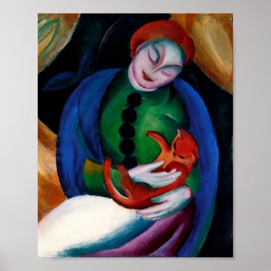 Mädchen mit Cat-Gemälde von Franz Marc Poster (Vorne)