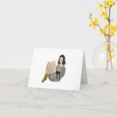 Mädchen mit Cat Grußkarte Karte (Gelbe Blume)