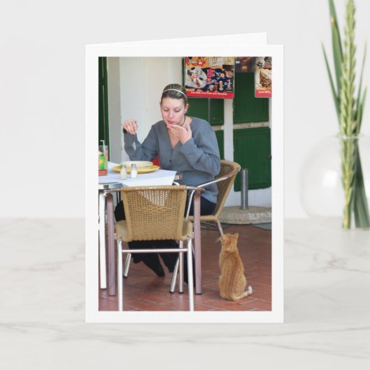 Mädchen mit Cat Portrait Karte (Vorderseite)