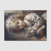 Mädchen mit Cat Vintag Decoupage Seidenpapier (Vorderseite)