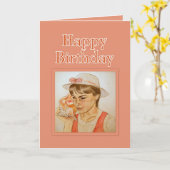 Mädchen mit Conch Muschel glücklich zum Geburtstag Karte (Gelbe Blume)