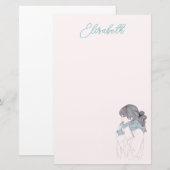 Mädchen mit cooler Abbildung Briefpapier (Vorne/Hinten)