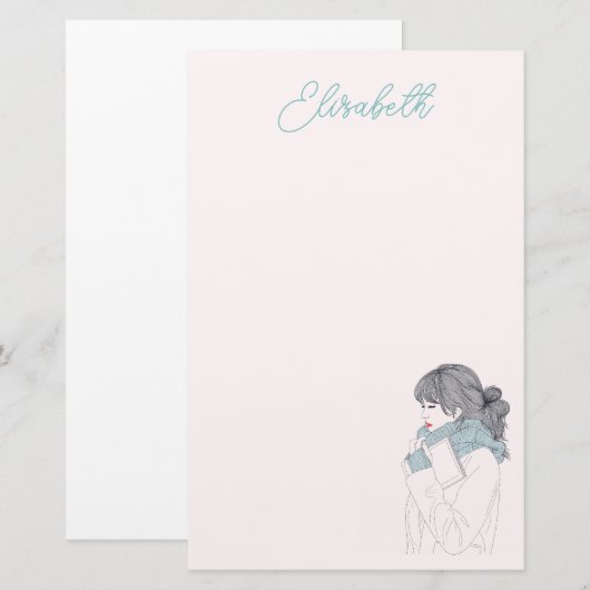 Mädchen mit cooler Abbildung Briefpapier (Vorne/Hinten)