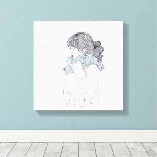 Mädchen mit cooler Abbildung Leinwanddruck (Insitu (Holzboden))