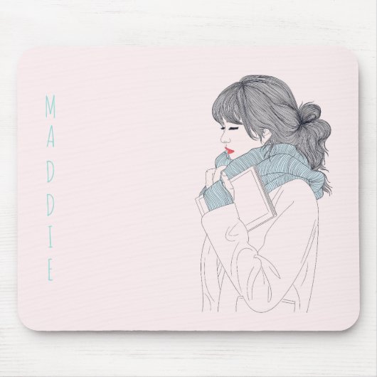 Mädchen mit cooler Abbildung Mousepad (Vorne)