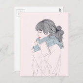 Mädchen mit cooler Abbildung Postkarte (Vorne/Hinten)