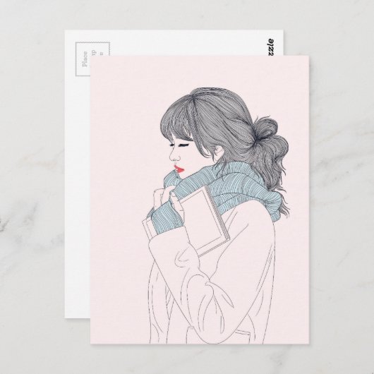 Mädchen mit cooler Abbildung Postkarte (Vorne/Hinten)
