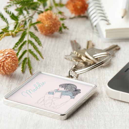 Mädchen mit cooler Abbildung Schlüsselanhänger (Seite)