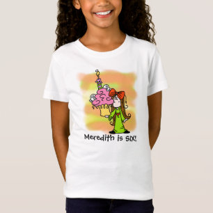Mädchen mit Cupcake individuell anpassbarer Geburt T-Shirt