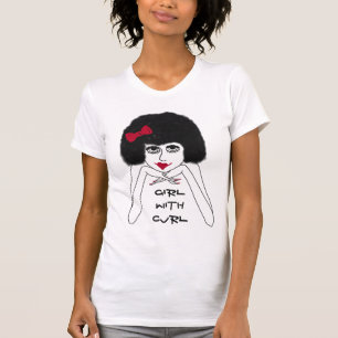 Mädchen mit Curl-Frauenhemd T-Shirt