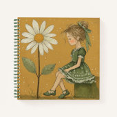 Mädchen mit Daisy Square Spiral Notebook Notizblock (Vorderseite)