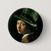 Mädchen mit dem Clover Earring - St Patrick's Day Button (Vorderseite)