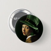 Mädchen mit dem Clover Earring - St Patrick's Day Button (Vorne & Hinten)