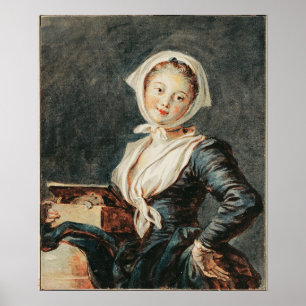 Mädchen mit dem Marmot - Fragonard (c.1780) Poster