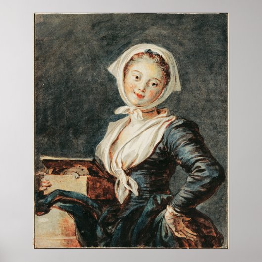 Mädchen mit dem Marmot - Fragonard (c.1780) Poster (Vorne)
