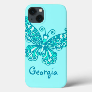 Mädchen mit dem Namen Aqua Green Schmetterling Pad Case-Mate iPhone Hülle