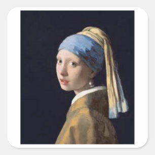 Mädchen mit dem Perlenohrring - Johannes Vermeer Quadratischer Aufkleber