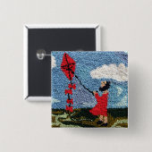 Mädchen mit dem roten Drachen Button (Vorne & Hinten)