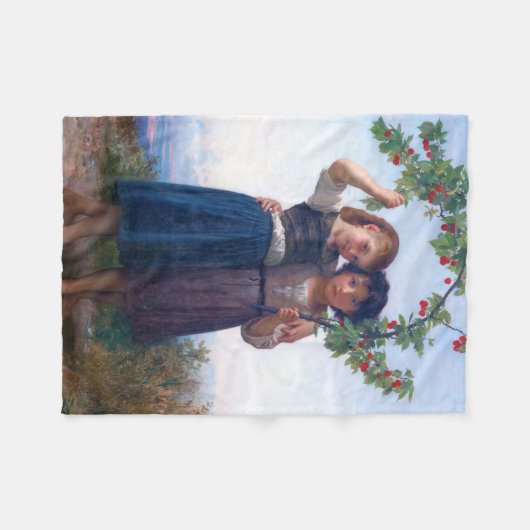 Mädchen mit dem Zweig Cherry, Bouguereau Fleecedecke (Vorderseite (Horizontal))