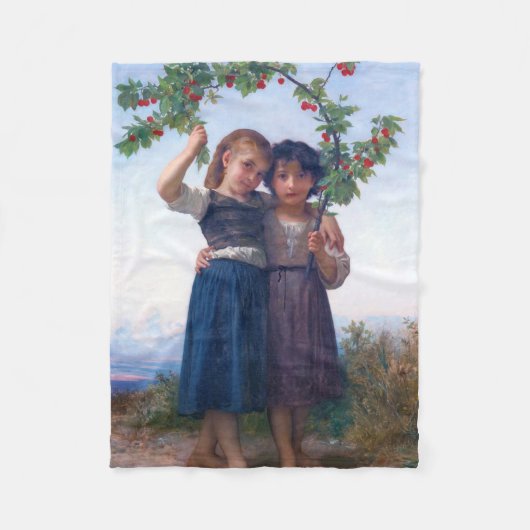 Mädchen mit dem Zweig Cherry, Bouguereau Fleecedecke (Vorderseite)