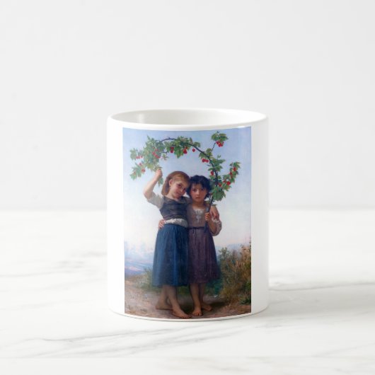 Mädchen mit dem Zweig Cherry, Bouguereau Kaffeetasse (Mittel)