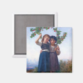 Mädchen mit dem Zweig Cherry, Bouguereau Magnet (Vorderseite/Rückseite)