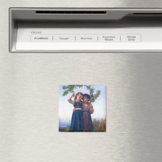 Mädchen mit dem Zweig Cherry, Bouguereau Magnet (In Situ (Geschirrspüler))