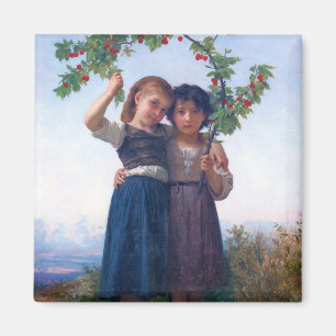 Mädchen mit dem Zweig Cherry, Bouguereau Magnet