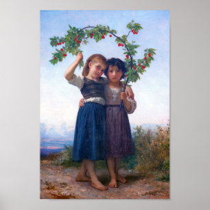 Mädchen mit dem Zweig Cherry, Bouguereau Poster