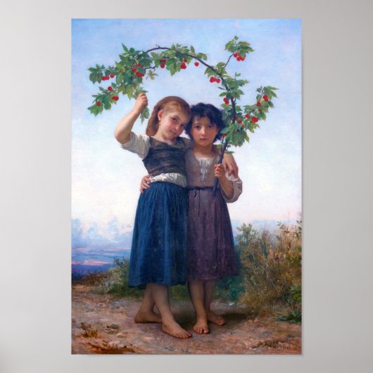 Mädchen mit dem Zweig Cherry, Bouguereau Poster (Vorne)