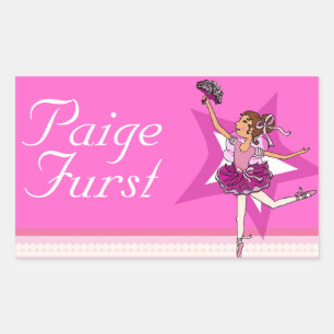 Mädchen mit der Bezeichnung Ballerina pinkfarbene  Rechteckiger Aufkleber
